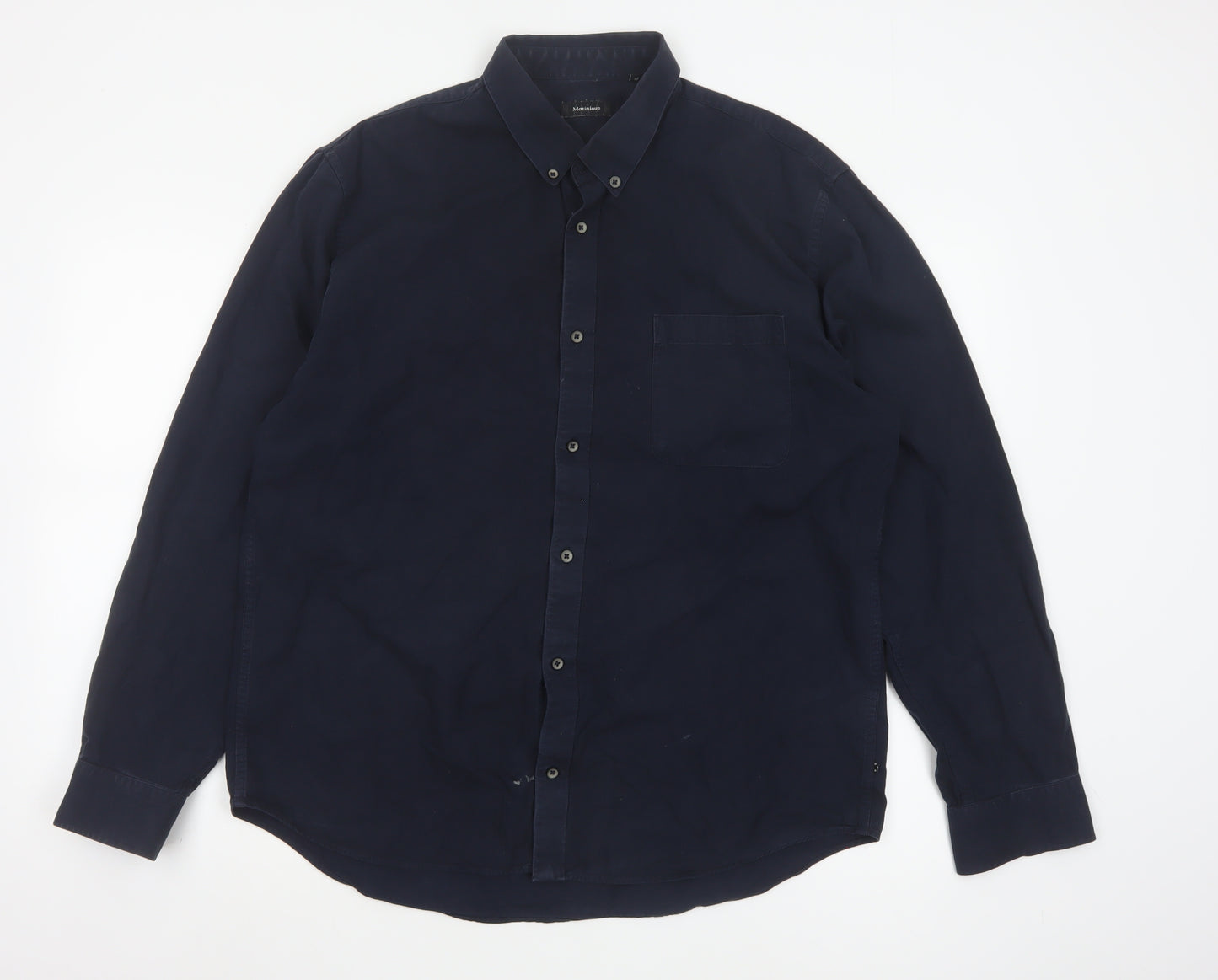 Matinique Men's Blue 2XL Button-Down Cotton Casual Shirt