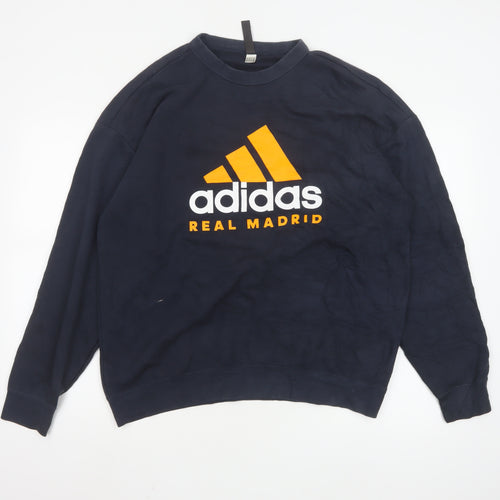 Adidas Real Madrid Men's Blue Logo Pullover Sweatshirt M