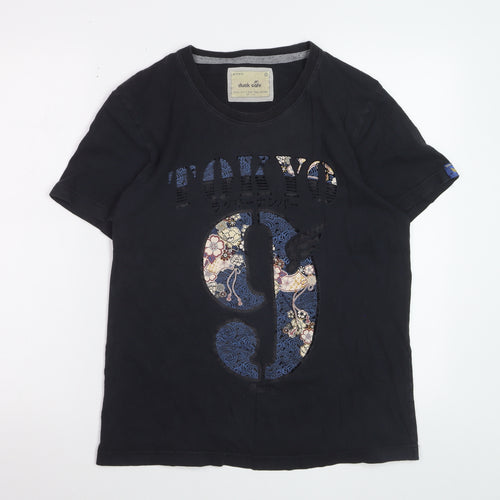 Duck Cafe Women's Black Tokyo Graphic Cotton T-Shirt XL