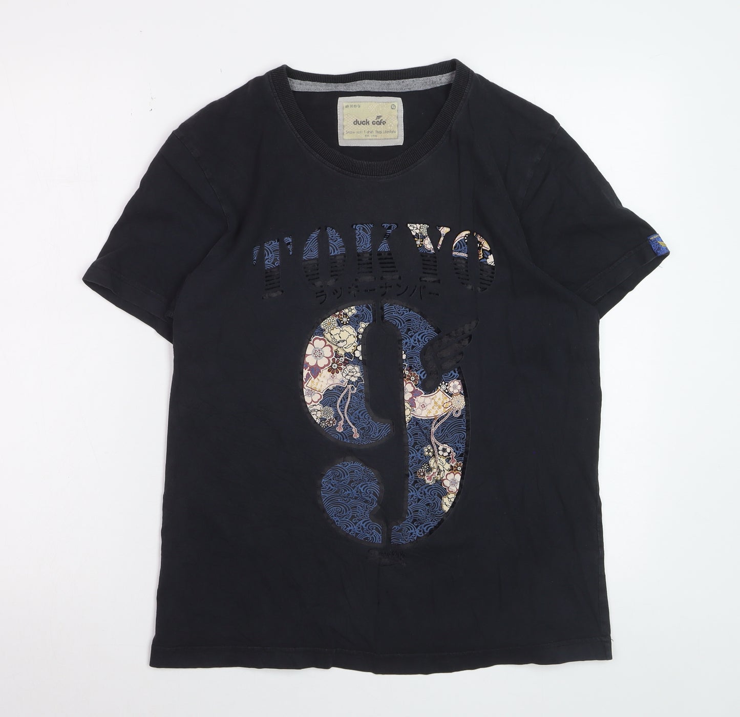 Duck Cafe Women's Black Tokyo Graphic Cotton T-Shirt XL