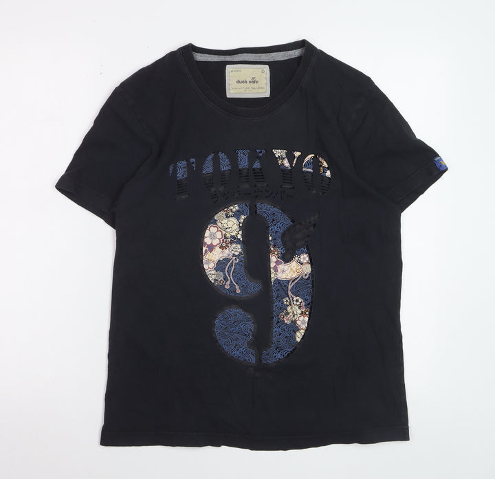 Duck Cafe Women's Black Tokyo Graphic Cotton T-Shirt XL