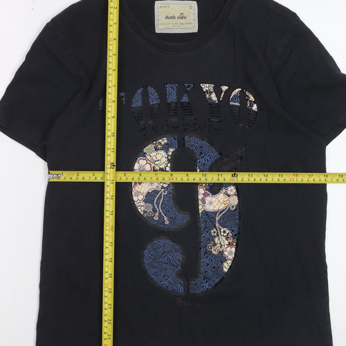 Duck Cafe Women's Black Tokyo Graphic Cotton T-Shirt XL