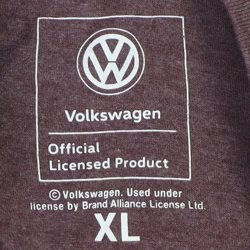 Volkswagen Men’s Maroon XL Graphic T-Shirt Camper Van Beach Scene