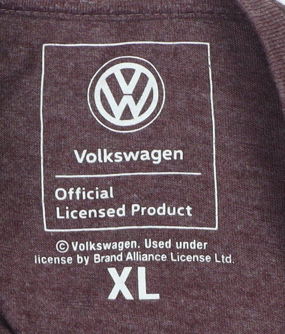 Volkswagen Men’s Maroon XL Graphic T-Shirt Camper Van Beach Scene