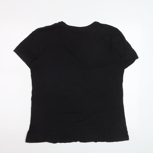 Diesel Women's Black XL Cotton Embroidered Logo T-Shirt