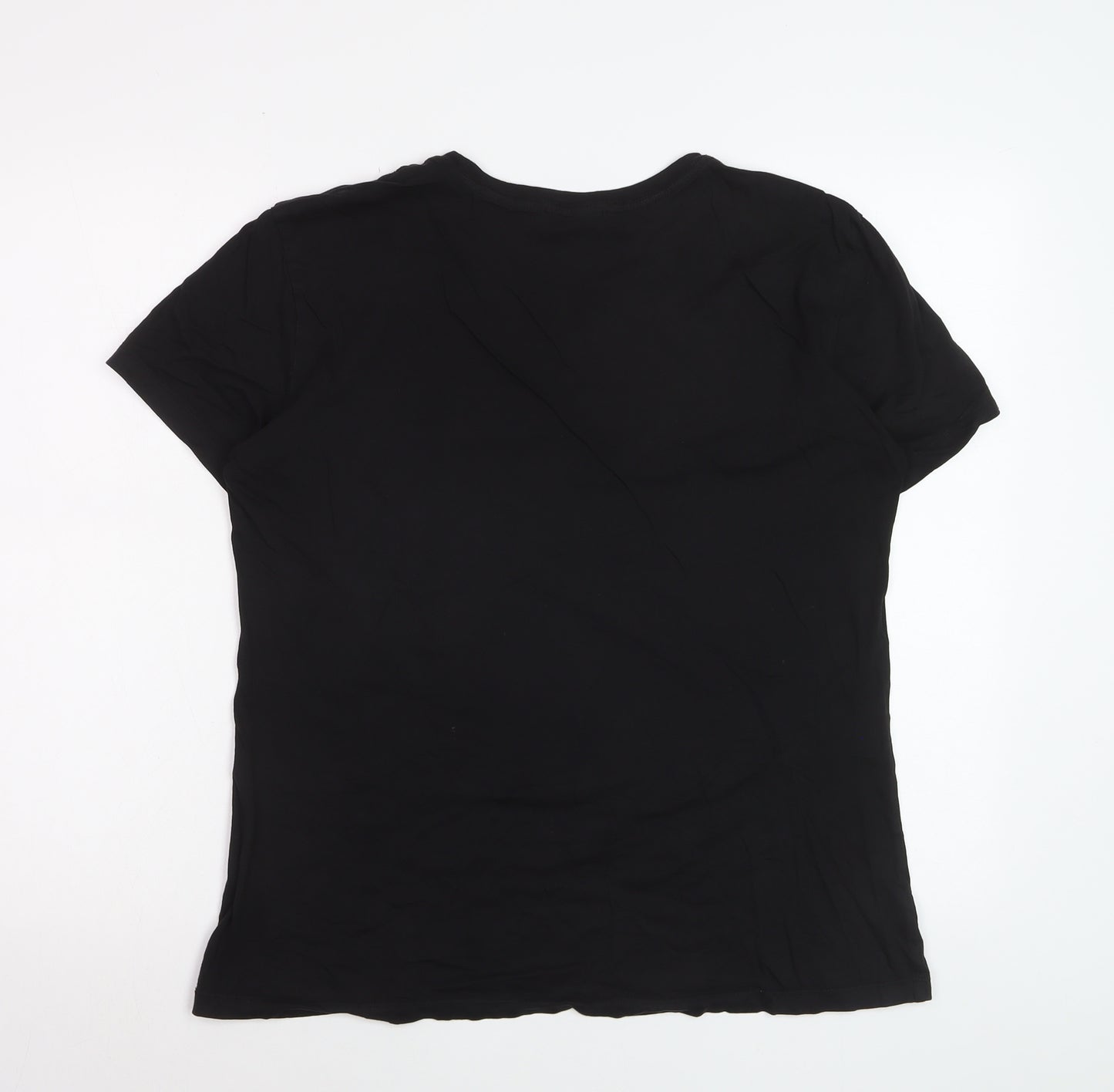 Diesel Women's Black XL Cotton Embroidered Logo T-Shirt