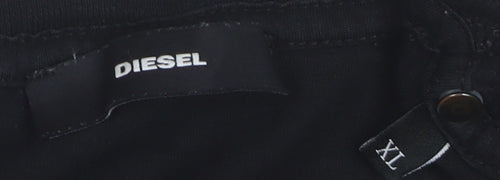 Diesel Women's Black XL Cotton Embroidered Logo T-Shirt