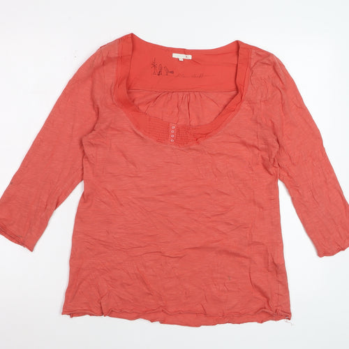 White Stuff Women's Orange Cotton Tunic Blouse XS 3/4 Sleeve