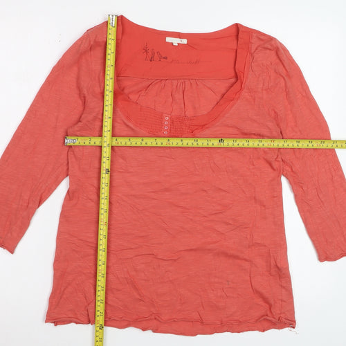 White Stuff Women's Orange Cotton Tunic Blouse XS 3/4 Sleeve