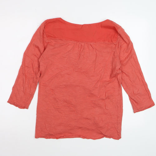 White Stuff Women's Orange Cotton Tunic Blouse XS 3/4 Sleeve
