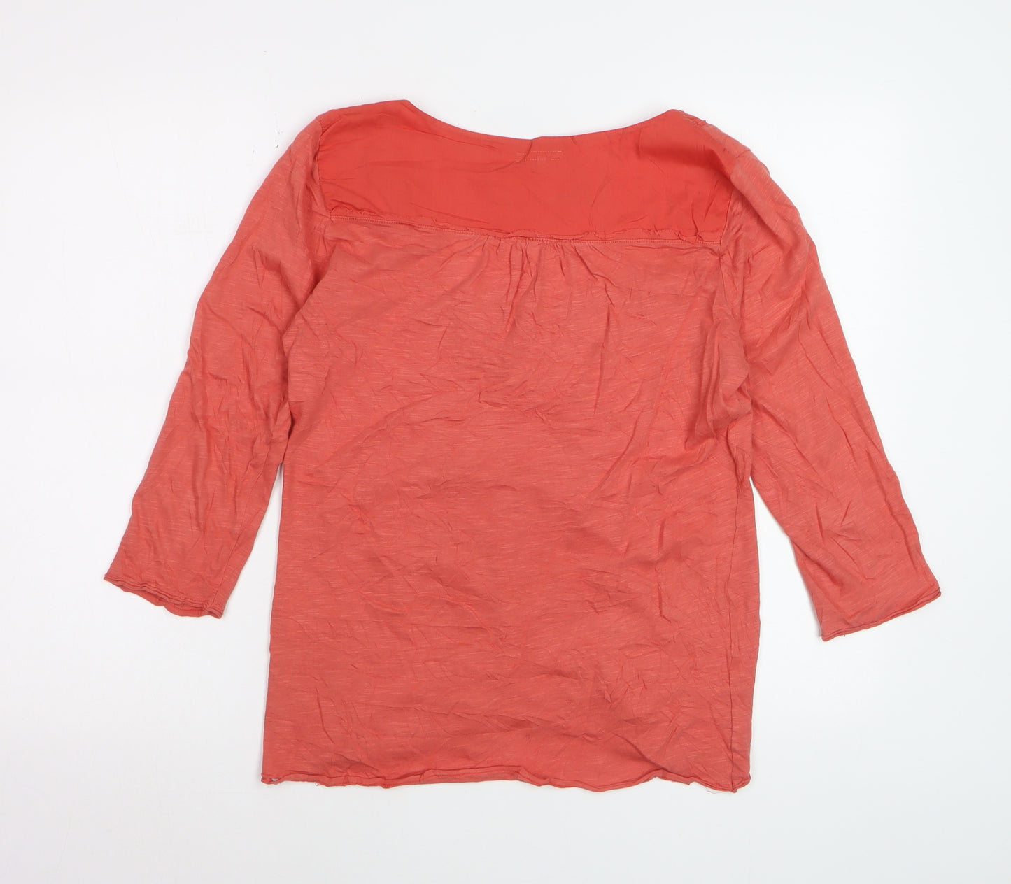 White Stuff Women's Orange Cotton Tunic Blouse XS 3/4 Sleeve