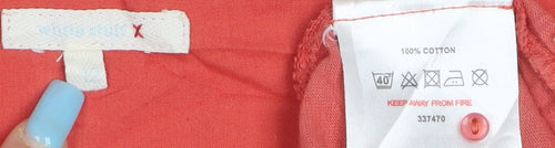 White Stuff Women's Orange Cotton Tunic Blouse XS 3/4 Sleeve