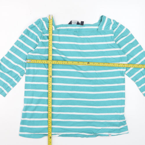 Regatta Womens Blue Striped 3/4 Sleeve Boat Neck Cotton Top Size 20