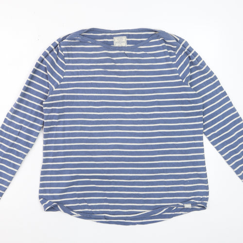 Fat Face Women's Blue Striped Long Sleeve Cotton T-Shirt UK 12