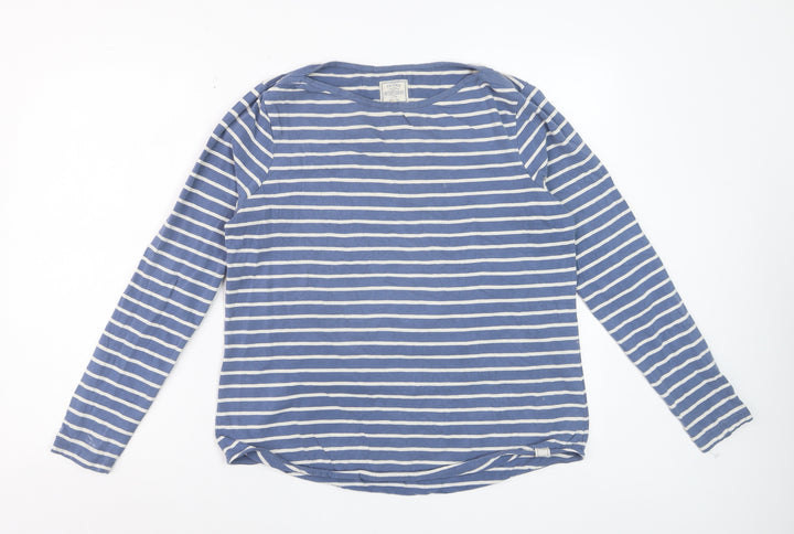 Fat Face Women's Blue Striped Long Sleeve Cotton T-Shirt UK 12