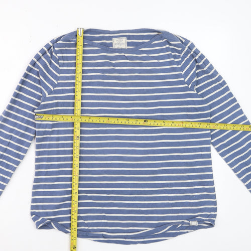 Fat Face Women's Blue Striped Long Sleeve Cotton T-Shirt UK 12