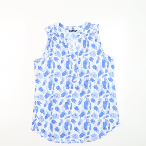 Roman Women Blue Floral Sleeveless Tunic Blouse Size 12
