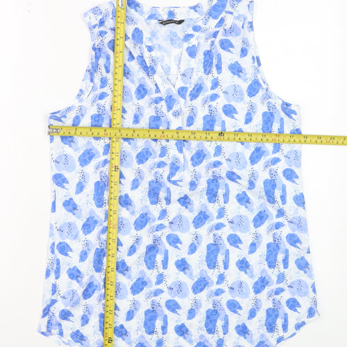 Roman Women Blue Floral Sleeveless Tunic Blouse Size 12