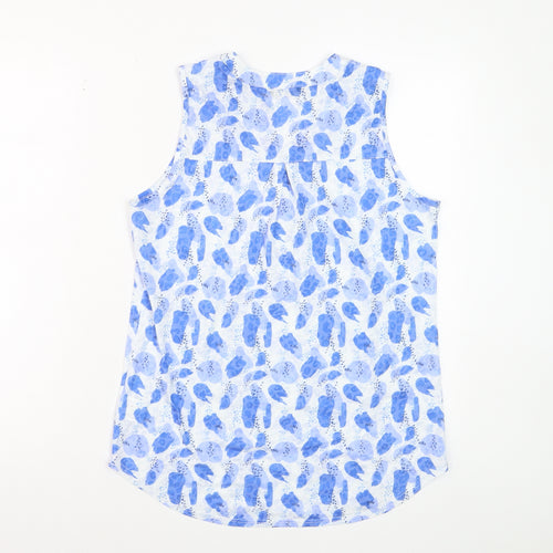 Roman Women Blue Floral Sleeveless Tunic Blouse Size 12