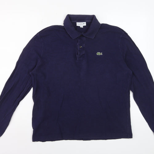 Lacoste Men Blue Long Sleeve Classic Fit Cotton Polo Shirt L