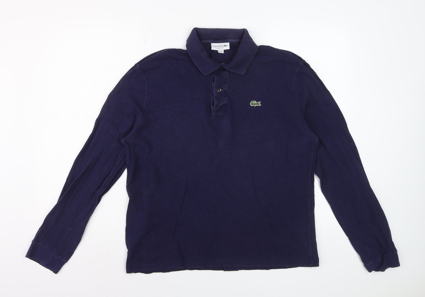 Lacoste Men Blue Long Sleeve Classic Fit Cotton Polo Shirt L