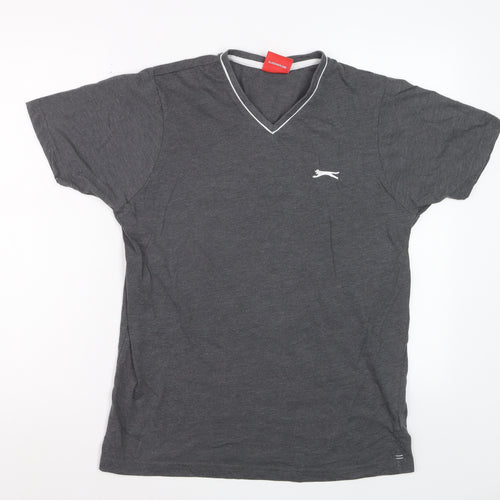 Slazenger Men's Grey V-Neck Short Sleeve T-Shirt Size S