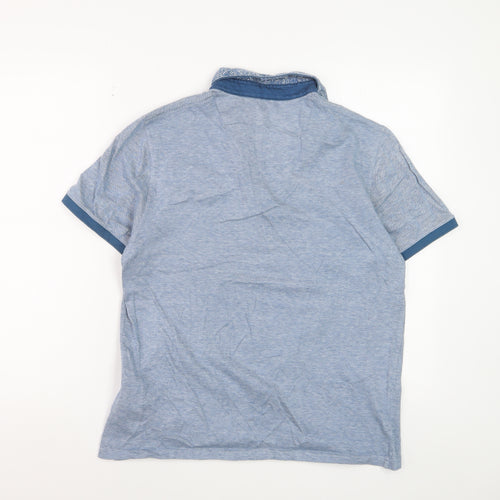 Ted Baker Men's Blue Cotton Polo Shirt Size L Button Collar