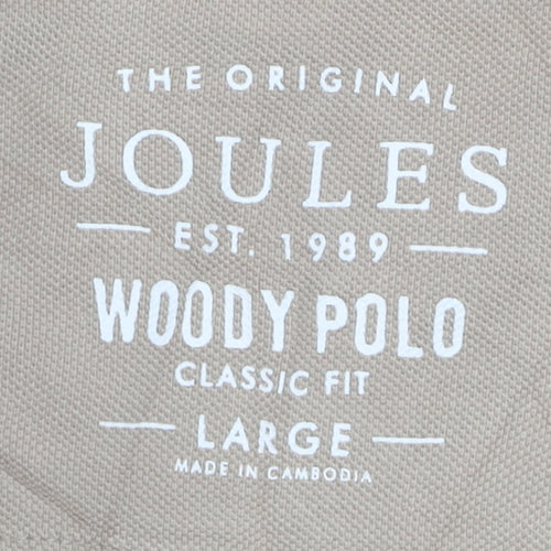 Joules Men's Beige Woody Polo Shirt Classic Fit Size L