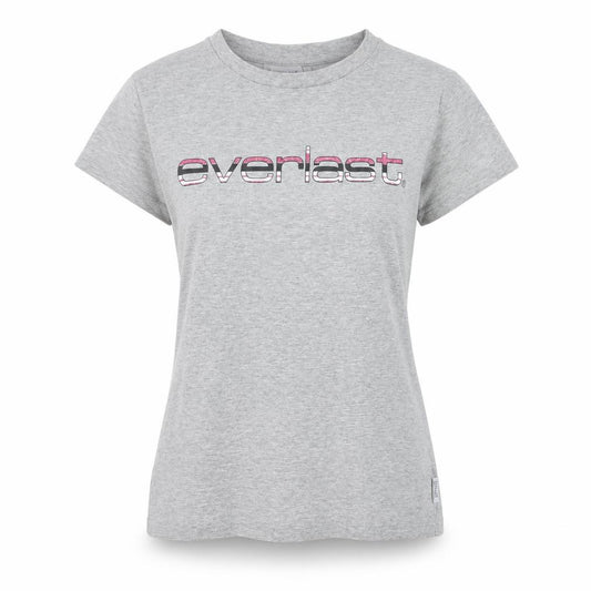 Front view of Everlast women’s grey short sleeve cotton t-shirt, size UK 14