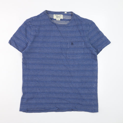 Original Penguin by Munsingwear Men's Blue Cotton Patterned T-Shirt L