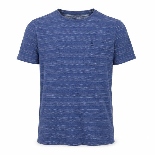 Front view of Original Penguin by Munsingwear Men's Blue Cotton Patterned T-Shirt L