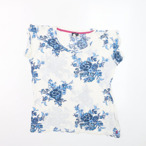 Joules Women’s White Blue Floral Viscose T-Shirt Size 10