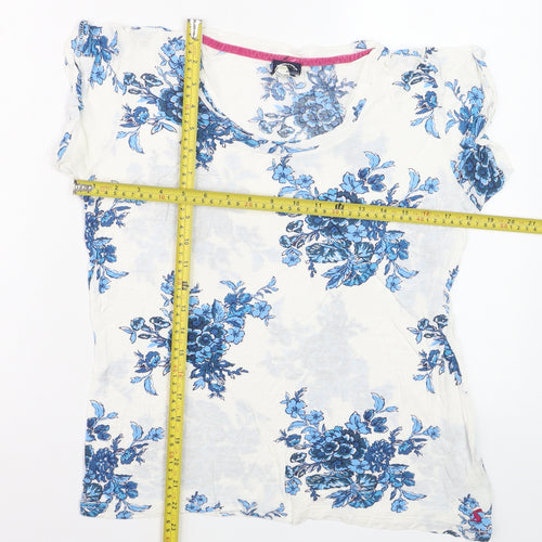 Joules Women’s White Blue Floral Viscose T-Shirt Size 10