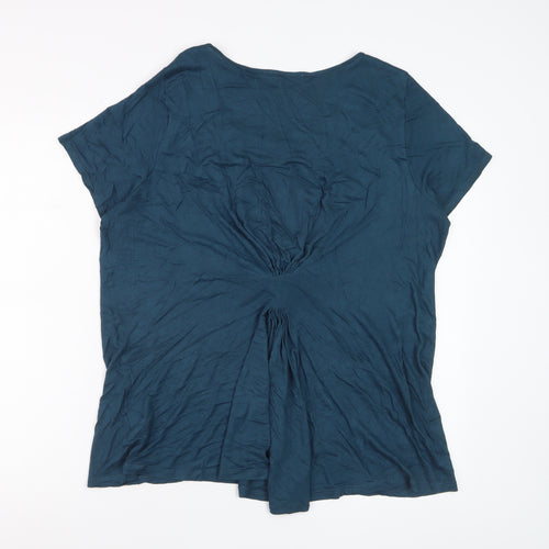 Marks and Spencer Women’s Blue Beaded Scoop Neck Viscose T-Shirt UK 20