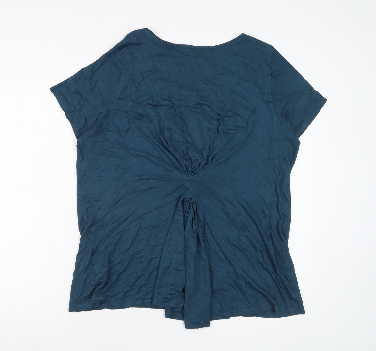 Marks and Spencer Women’s Blue Beaded Scoop Neck Viscose T-Shirt UK 20