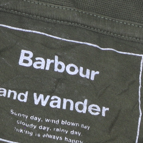 Barbour and Wander Khaki Green Long Sleeve Men's Cotton T-Shirt L