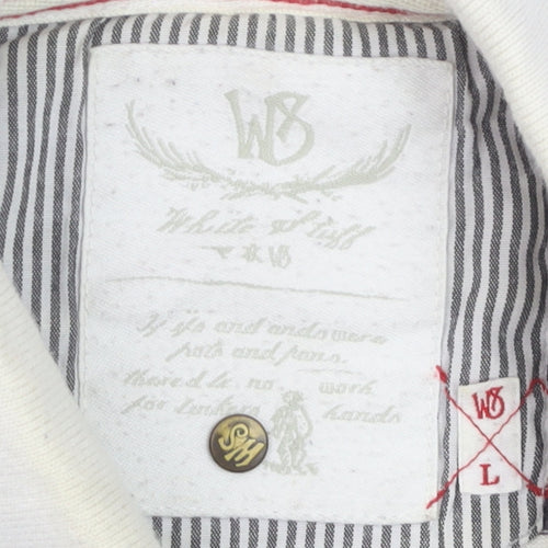 White Stuff Men’s Multicoloured Striped Cotton Polo Shirt Size L