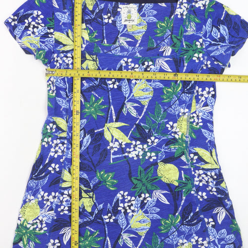 Mantaray Women's Blue Floral Cotton T-Shirt Size 10 Short Sleeve