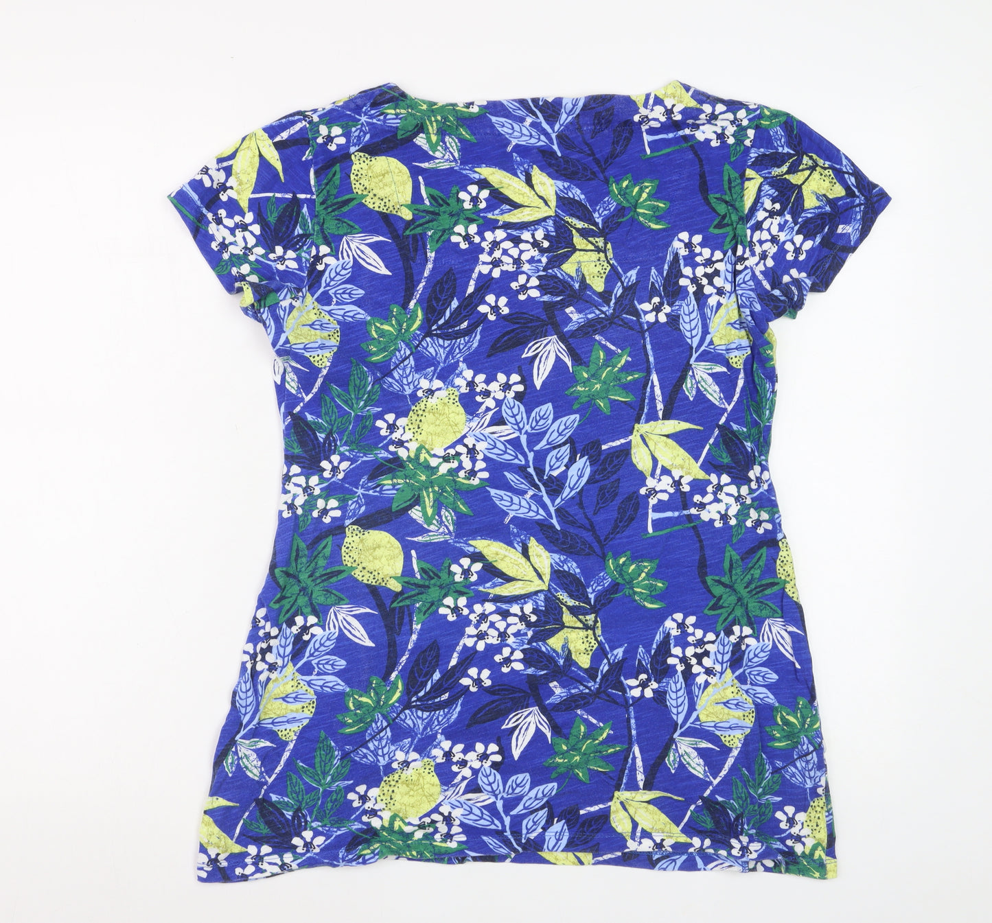 Mantaray Women's Blue Floral Cotton T-Shirt Size 10 Short Sleeve
