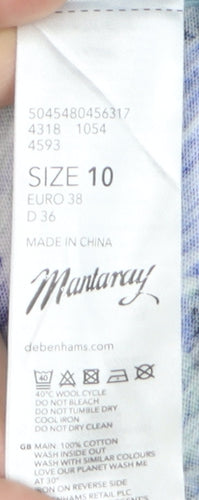 Mantaray Women's Blue Floral Cotton T-Shirt Size 10 Short Sleeve