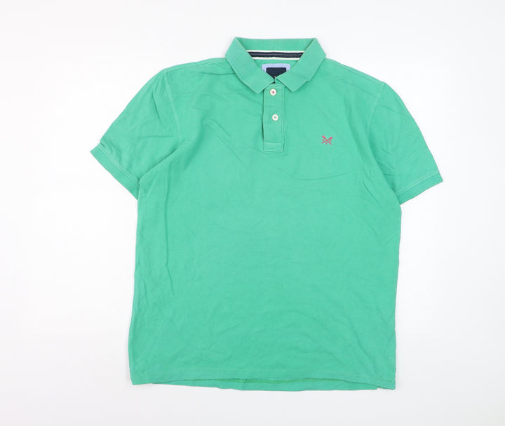 Crew Clothing Company Men's Green Polo Shirt Size L Cotton
