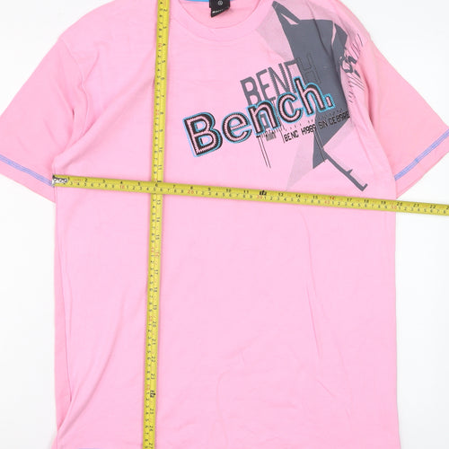 Bench Men's Pink Cotton Graphic Logo T-Shirt XL
