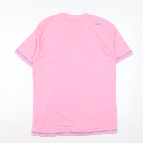 Bench Men's Pink Cotton Graphic Logo T-Shirt XL