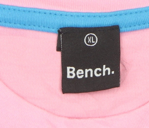 Bench Men's Pink Cotton Graphic Logo T-Shirt XL