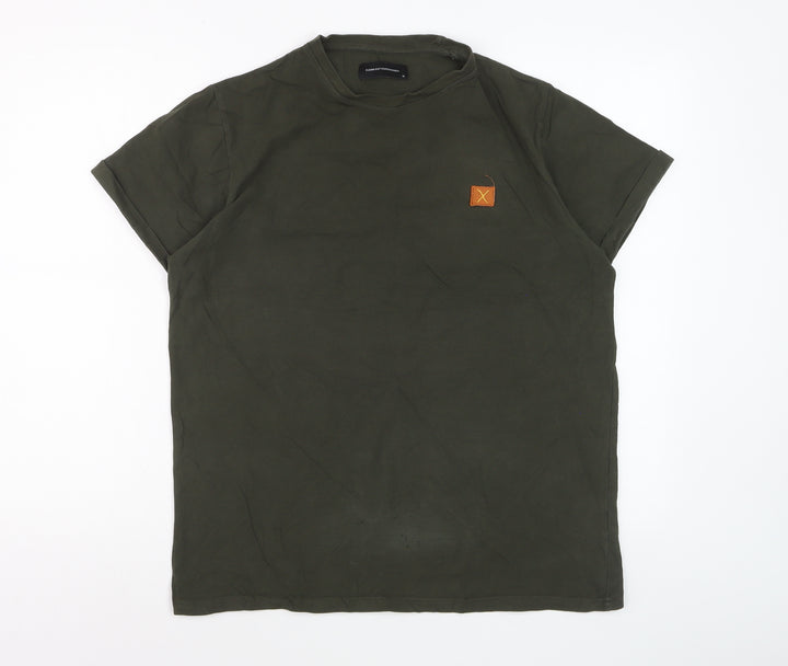 Clean Cut Copenhagen Men's Khaki Crew Neck Organic Cotton T-Shirt M