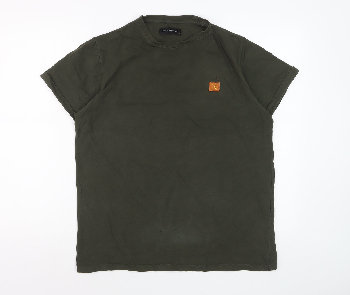 Clean Cut Copenhagen Men's Khaki Crew Neck Organic Cotton T-Shirt M