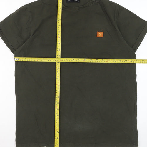Clean Cut Copenhagen Men's Khaki Crew Neck Organic Cotton T-Shirt M