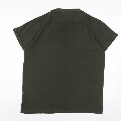 Clean Cut Copenhagen Men's Khaki Crew Neck Organic Cotton T-Shirt M