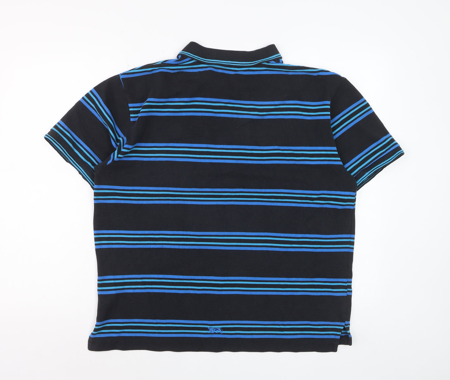 Lonsdale Men's Black & Blue Striped Cotton Polo Shirt Size L