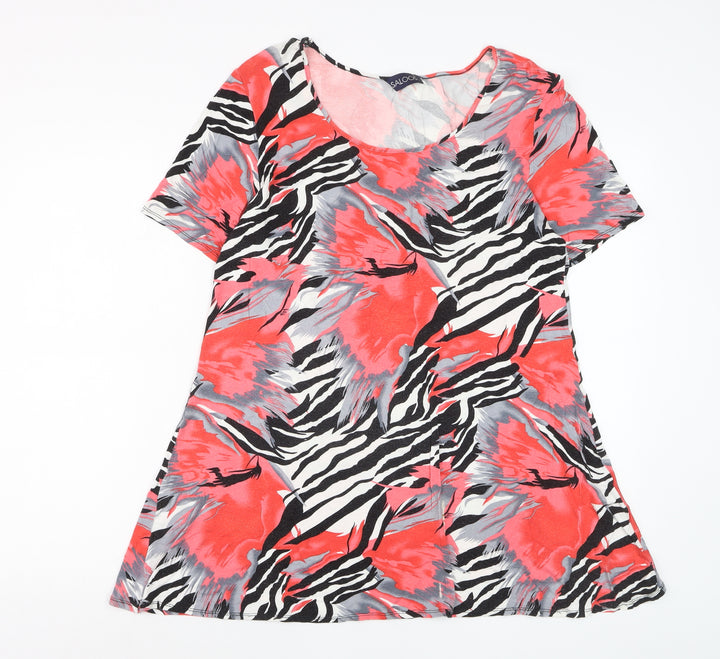 Saloos Womens Multicoloured Animal Print Short Sleeve Jersey T-Shirt M